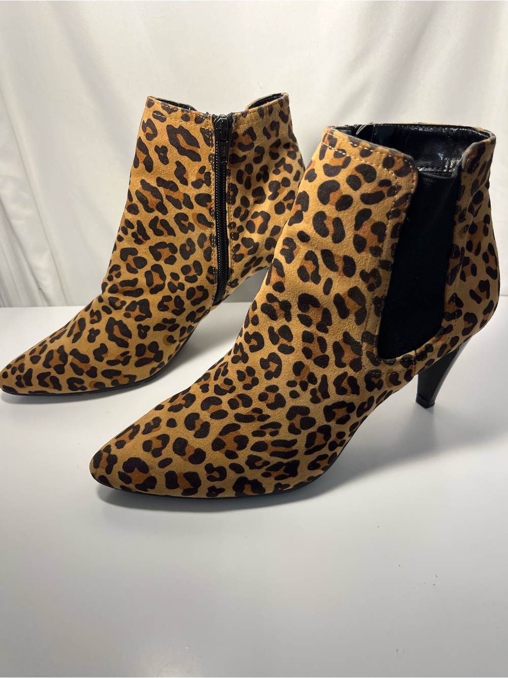 Style & Co. Leopard Print Ankle Booties in Tan and Black